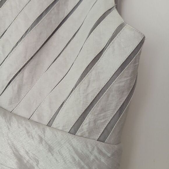 Adrianna Papell Silver Metallic Tier Cocktail Holiday Ruffle NYE Dress-10 - Picture 7 of 15